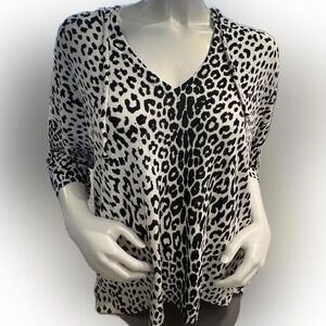 Women's Chaser 3/4‎ sleeve animal print hooded knit top - XL